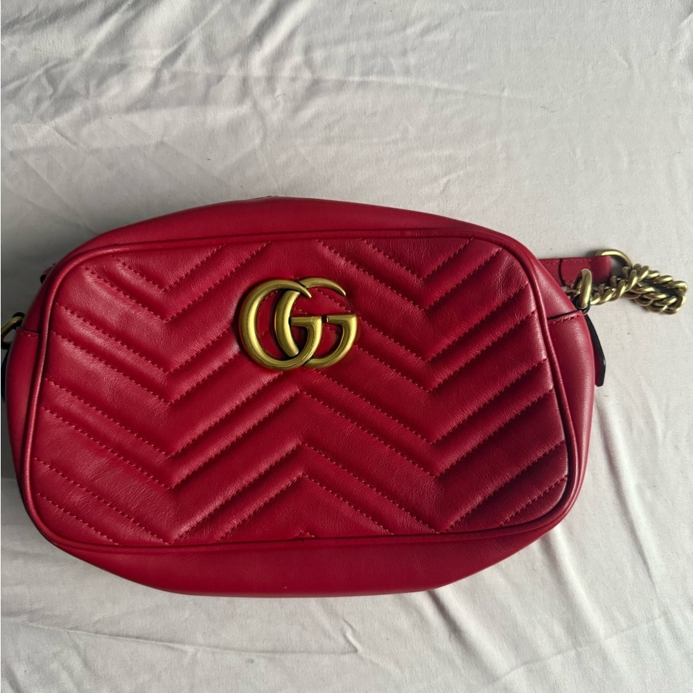 Gucci Red Chevron Crossbody Bag